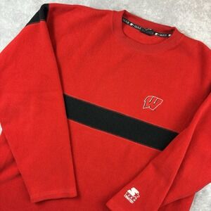 Wisconsin Badgers Starter Sweater Mens XL Red Fleece Vintage Pullover Colorblock